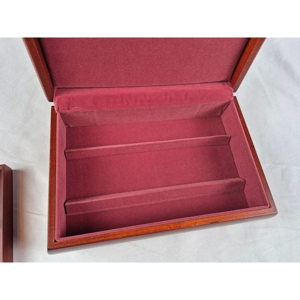 Eureka Reed & Barton Mahogany Jewelry Box Lift-Out Tray Made USA Velvet Lined